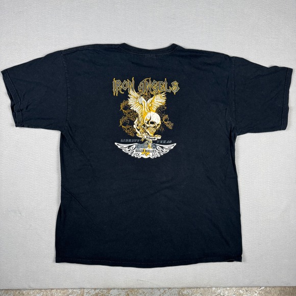 Gildan Iron Angels Biker Rallies of Texas 2008 Liberty TX Skull Tee Mens XL - Picture 8 of 9